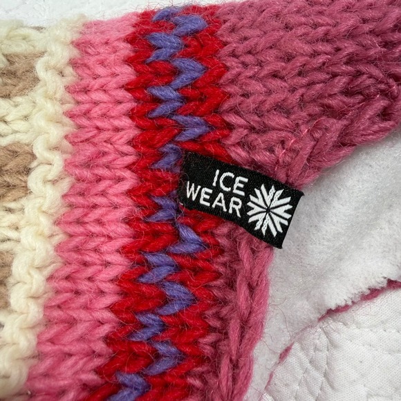 Ice Wear Iceland 100% Wool Lined Ear Flap Hat One Size Multi Color Striped NWOT - Picture 4 of 5